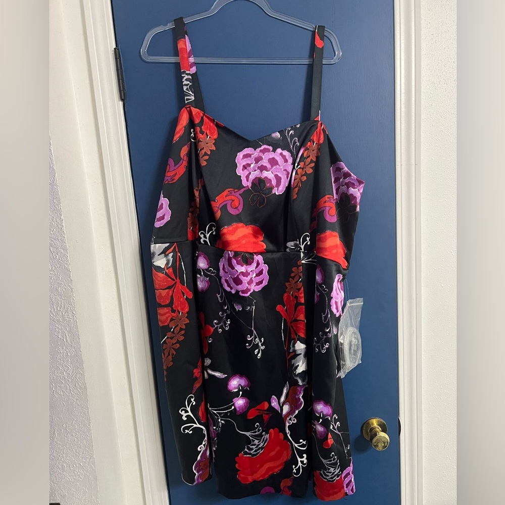 Floral Black and Red Dress